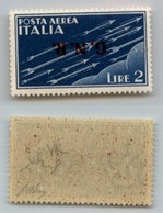 RSI - G.N.R. VERONA - 1944 - 2 Lire (122a - Aerea) Con Soprastampa Capovolta - Gomma Integra - Oliva + Chiavarello (650) - Autres & Non Classés