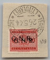 RSI - G.N.R. VERONA - 1944 - 20 Cent (49b - Segnatasse) Con Doppia Soprastampa Usato Su Frammento - Oliva - Autres & Non Classés