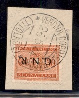 RSI - G.N.R. VERONA - 1944 - 30 Cent (51a - Segnatasse) Con Soprastampa Capovolta Usato Su Frammento (Verona Titolare 26 - Autres & Non Classés