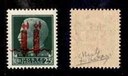 RSI - PROVVISORI - 1944 - Verona - 25 Cent (490b) Con Doppia Soprastampa - Gomma Integra - Sorani - Other & Unclassified