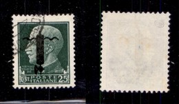 RSI - PROVVISORI - 1944 - Verona - 25 Cent (490Aa) Usato - Fascio Nero Capovolto - Cert. AG (500) - Other & Unclassified