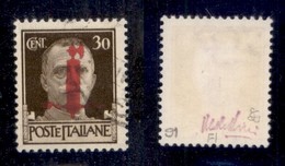 RSI - PROVVISORI - 1944 - Firenze - 30 Cent (492/I - Carminio Lilla) Usato - Nastro Rotto (pos. 91) - Aldo Rossi (timbri - Andere & Zonder Classificatie