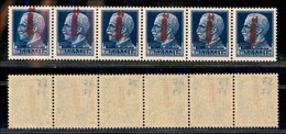 RSI - PROVVISORI - 1944 - Firenze - 1,25 Lire (495/Ih) Striscia Orizzontale Di Sei (pos. 72/77) Con Soprastampe Oblique  - Autres & Non Classés
