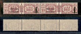 RSI - PROVVISORI - 1944 - 10 Lire (46a + 46 - Pacchi Postali) In Coppia (soprastampa Corta + Lunga) - Gomma Integra - Ce - Andere & Zonder Classificatie