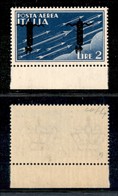 RSI - SAGGI-VERONA - 1944 - 2 Lire (P15Aa - Aerea) Bordo Foglio (pos. 4) - Soprastampa Capovolta - Gomma Integra - Cert. - Other & Unclassified