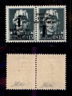 RSI - SAGGI-VERONA - 1944 - 15 Cent (P26ba) - Coppia Tete Beche - Soprastampa Capovolta Spostata (a Cavallo) - Gomma Int - Sonstige & Ohne Zuordnung