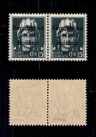 EMISSIONI LOCALI - TERAMO - 1944 - 15 Cent (1g + 1) - Coppia Con A Diversa A Sinistra - Gomma Integra - Oliva (540+) - Other & Unclassified
