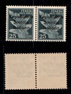 EMISSIONI LOCALI - TERAMO - 1944 - 25 Cent (12k + 12) - Coppia Con L Di Sociale Diversa A Sinistra - Gomma Originale (2. - Andere & Zonder Classificatie