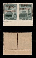 C.L.N. - AOSTA - 1944 - 25 Cent (1 + 1b) - Coppia Bordo Foglio - Pezzo Destro Con Soprastampa In Alto - Gomma Integra -  - Altri & Non Classificati