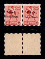 C.L.N. - AOSTA - 1944 - 75 Cent (3) - Coppia Orizzontale - Soprastampa Spostata Nel Pezzo Di Sinistra - Gomma Integra -  - Sonstige & Ohne Zuordnung
