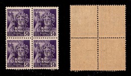 C.L.N. - IMPERIA - 1945 - 50 Cent (6a) In Quartina Con Soprastampe Capovolte - Gomma Integra (800+) - Other & Unclassified