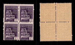 C.L.N. - IMPERIA - 1945 - 1 Lira (8a) In Quartina Con Soprastampe Capovolte - Gomma Integra (800+) - Other & Unclassified