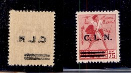 C.L.N. - TORINO - 1944 - 75 Cent (CEI 14 Varietà) Con Decalco - Gomma Integra - Non Catalogato - Cert. AG - Other & Unclassified