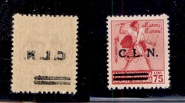 C.L.N. - TORINO - 1944 - 75 Cent (CEI 14 Varietà) Con Decalco - Gomma Integra - Non Catalogato - Cert. AG - Otros & Sin Clasificación