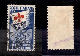 REPUBBLICA - POSTA ORDINARIA - 1951 - 15 Lire Ginnici (663) - Usato - Cert. AG (775) - Other & Unclassified
