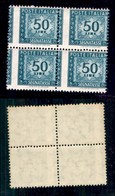 REPUBBLICA - SEGNATASSE - 1957 - Segnatasse - 50 Lire (118/IIf) - Quartina Con Dentellatura Verticale Spostata - Gomma I - Sonstige & Ohne Zuordnung