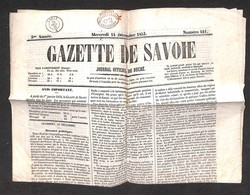 EUROPA - FRANCIA - Giornale “Gazette De Savoie” Con Impressione Postes B 2 Cent Chambery – Gresy 14.12.53 - Other & Unclassified