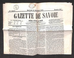 EUROPA - FRANCIA - Giornale “Gazette De Savoie” Con Impressione Postes B 2 Cent Chambery – Gresy 14.12.53 - Sonstige & Ohne Zuordnung