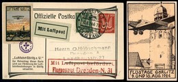 EUROPA - GERMANIA - 1924 (6/10 Agosto) - Flugtage Gorlitz Cartolina Ufficiale Del Volo - Sonstige & Ohne Zuordnung