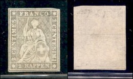 EUROPA - SVIZZERA - 1862 - 2 Rappen (19) - Gomma Originale Con Lieve Traccia Di Linguella - Other & Unclassified