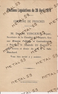 Elections Législatives 26 Avril 1914, Réunion Publique Du Député Daniel Vincent à Prisches - Documenti Storici