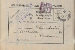 1937 - COLIS POSTAUX - AVIS De NON-LIVRAISON Avec TAXE De TOULOUSE - COLIS En SOUFFRANCE à CASABLANCA (MAROC) ! - Storia Postale