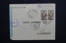 SYRIE - Enveloppe En Recommandé De Damas Pour Alexandrie En 1944 Avec Contrôle Postal Affranchissement Plaisant- L 50892 - Lettres & Documents