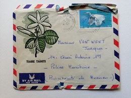 Courrier Aérien Tahiti Vers Monaco Oblitéré Avec Flamme 1984 - Tahiti