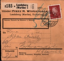 ! 1934 Paketkarte Deutsches Reich, Landsberg A.d. Warthe Nach Hartmannsdorf - Cartas