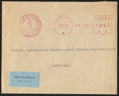 1946 - NORGE - Cover Halle & Peterson [Air Mail] + Postage Meter + OSLO - Viñetas De Franqueo [ATM]