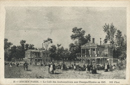 Ancien Paris . Dessin . Café Des Ambassadeurs Champs Elysées 1847 - Caffé
