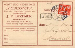 1 XII 1925    NVPH 145 Enkelfrankering Op Bk Met Reclame Van Amersfoort Naar Maastricht - Briefe U. Dokumente