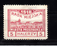 Polen 1918 Mi Nr  15 , Stad Przedborz ,, Postfris Met Plakker -2 - Unused Stamps