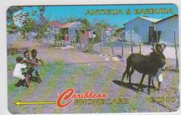 #07 - CARIBBEAN-033 - ANTIGUA - KIDS AT PLAY - DONKEY - Antigua En Barbuda