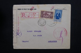 SYRIE- Enveloppe En Recommandé De Alep Pour Alexandrie En 1943 Avec Contrôle Postal, Affranchissement Plaisant - L 50970 - Briefe U. Dokumente