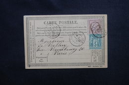 FRANCE - Carte Précurseur De Amiens Pour Paris En 1877, Affranchissement Cérès / Sage - L 50984 - Cartes Précurseurs