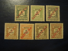 MACAU 1911 Tax Taxe Yvert 1 To 12 * Hinged Overprinted (Cat 2008 32 Eur) Macao China Portugal Area - Strafport