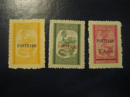 MACAU 1951 Tax Taxe Yvert 53/5 * Hinged No Gum Porteado Overprinted (Cat 2008 6,75 Eur) Macao China Portugal Area - Portomarken