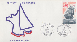 Enveloppe   FRANCE   10éme   TOUR  DE  FRANCE   à   La  Voile     TREBOUL  1987 - Voile