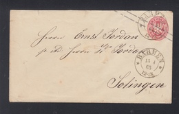 Preussen Umschlag 1865 Barmen Nach Schlingen - Postal  Stationery