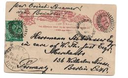 QLD022 / AUSTRALIEN - QUEENSLAND - Ganzsache Aufgewertet 1892 Brisbane Nach  Deutschland, Berlin, - Briefe U. Dokumente