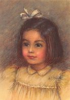 Pastèl Henriette Bolle Artiste Morgienne (1885-1957) - Morges  -  Petite Fille -Portrait (10X15) - Port