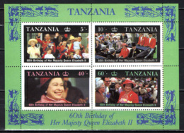 TANZANIA - 1987 - Queen Elizabeth II, 60th Birthday - Photographs - Souvenir Sheet - MNH - Tanzanie (1964-...)