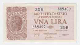 ITALY 1 Lire 1944 AUNC+ Pick 29b 29 B - Italia – 1 Lira