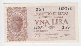 ITALY 1 Lire 1944 AUNC+ Pick 29b 29 B - Italia – 1 Lira