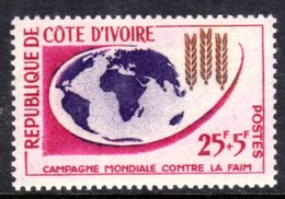 IVORY COAST - 1963 FFH FREEDOM FROM HUNGER 25F + 5F STAMP FINE MNH ** SG 221 - Ivoorkust (1960-...)