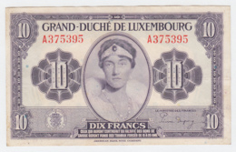 LUXEMBOURG 10 FRANCS 1944 VF+ Pick 44 - Lussemburgo