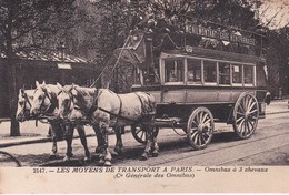 Les Moyens De Transport à Paris . OMNIBUS A 3 CHEVAUX  De La  Cie Gale Des Omnibus ( Ménilmontant- Gare Montparnasse)) - Altri & Non Classificati