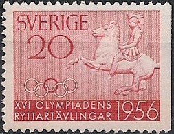 SWEDEN - MELBOURNE'56 SUMMER OLYMPIC GAMES, EQUESTRIAN COMPETITIONS IN STOCKHOLM (imperf.right, 20 Ö) 1956 - MNH - Sommer 1956: Melbourne