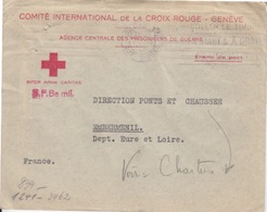 Lettre En Franchise Du Comité International De La Croix Rouge - Genéve Obl. Flamme Paris Le 18 X 1941 + Bd De Censure - Rotes Kreuz